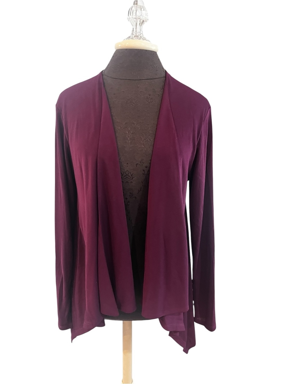 Natori Eggplant Purple Jersey Waterfall Cardigan Medium Capsule Travel